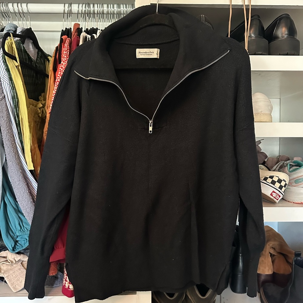Women’s Black Quarter-Zip Sweater